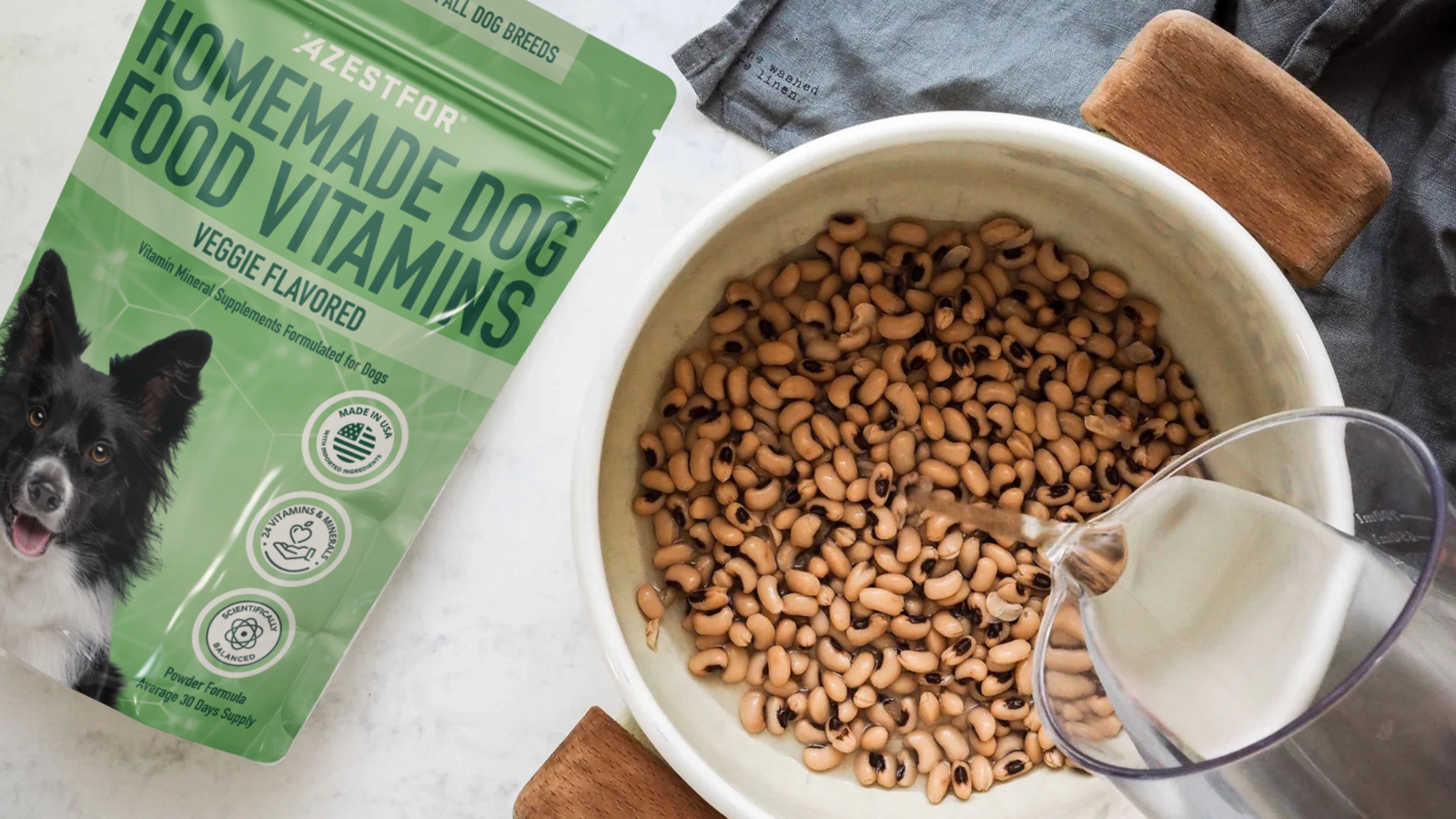 Vegan_dog_food_recipe_Prepare_black_eyed_peas_boiled_in_water_vitamin_mineral_premix
