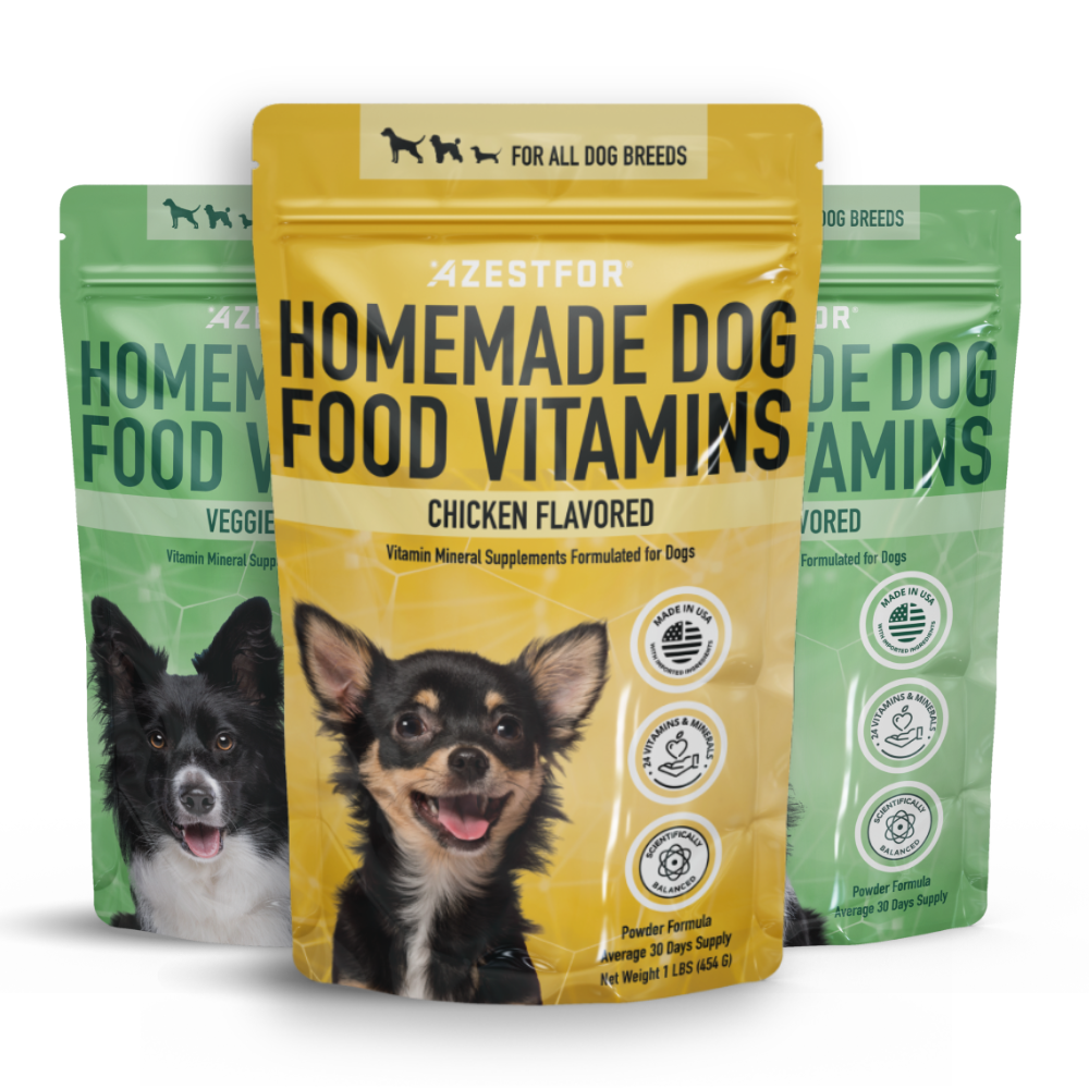 Azestfor Homemade Dog Food Vitamins Premix. Bundle of 3 Products: 2 Veggie Flavored and 1 Chicken Flavored