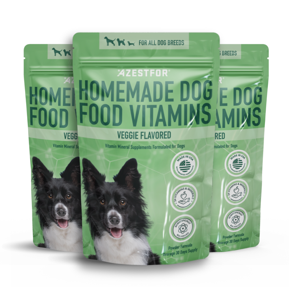 Azestfor Homemade Dog Food Vitamins Premix. Bundle of 3 Products: Veggie Flavored