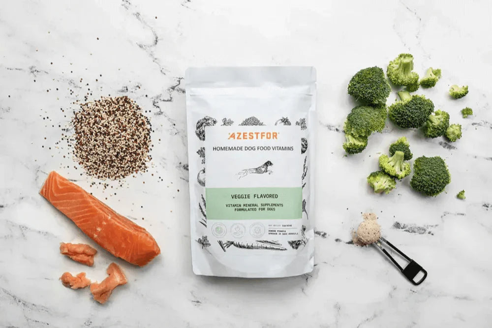 Salmon_Dog_Food_Recipe_Ingredients_Fish_Vitamin_premix_Broccoli_Quinoa